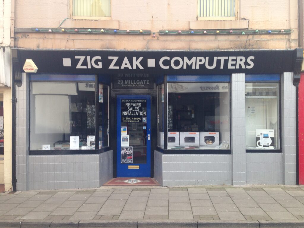 The exterior of ZigZak Computers in 2013